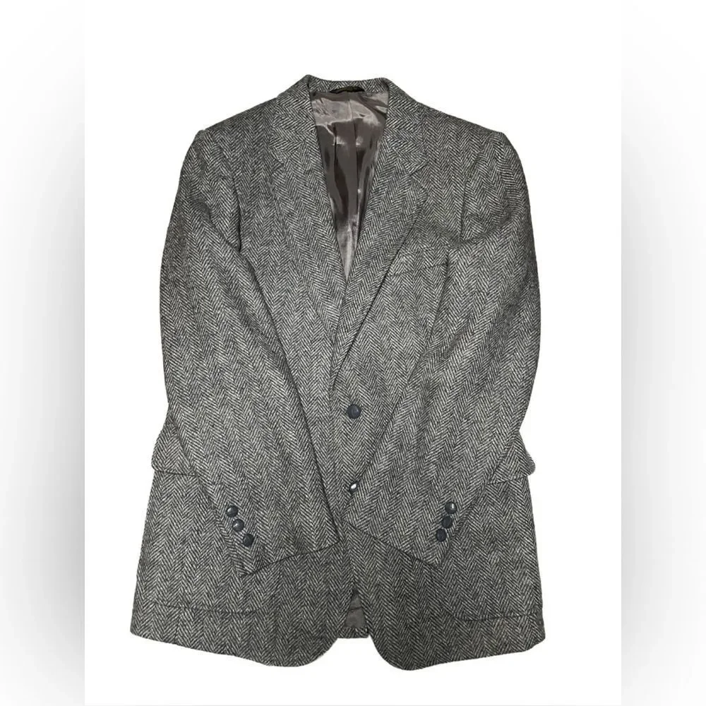 Vintage John Peel Ltd. Classic Tweed Wool Gray Men's Sports Coat (Size: 40R)